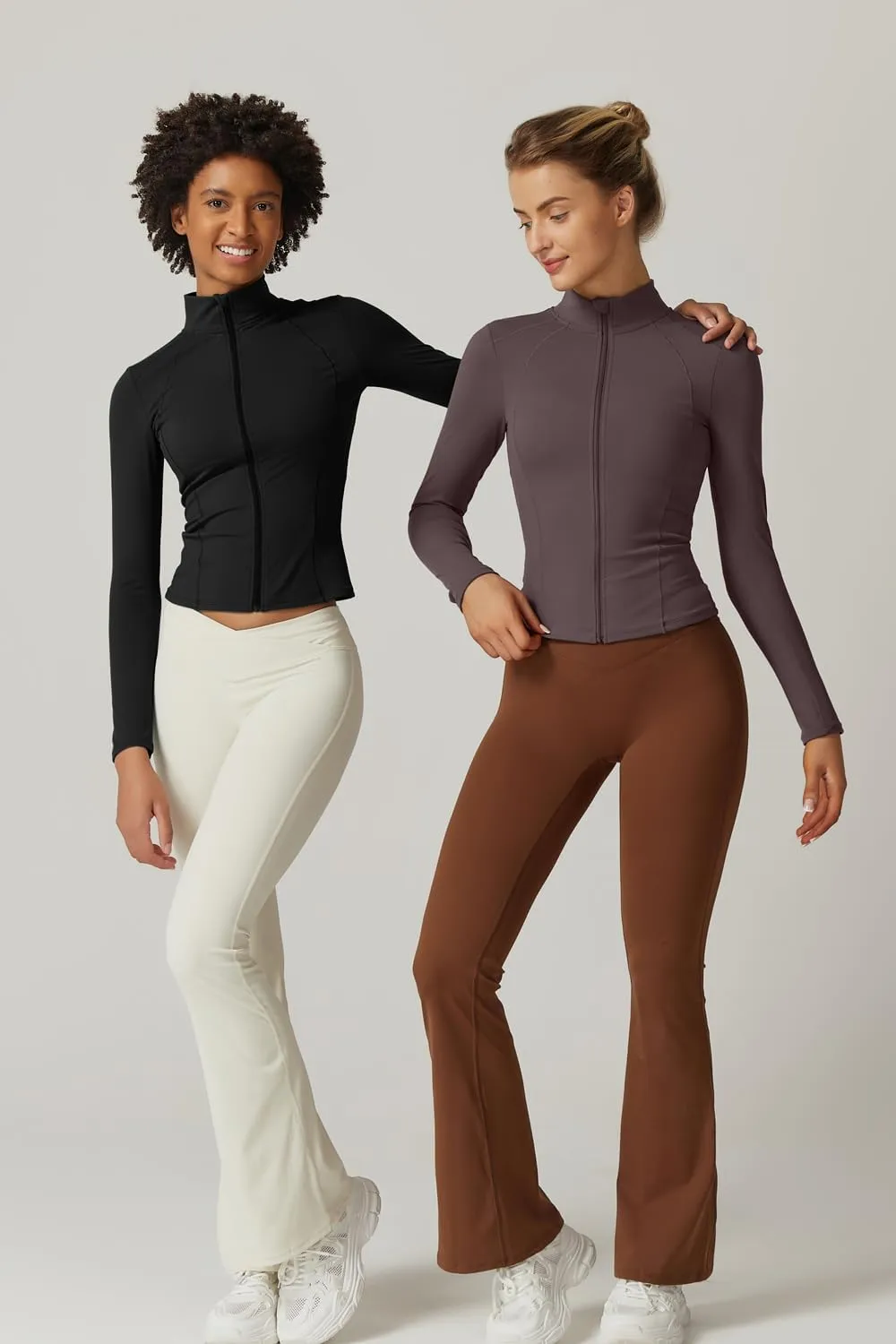 QINSEN Women's Full Zip Athletic Jacket Long Sleeve Double Lined Cropped Active Yoga Tops