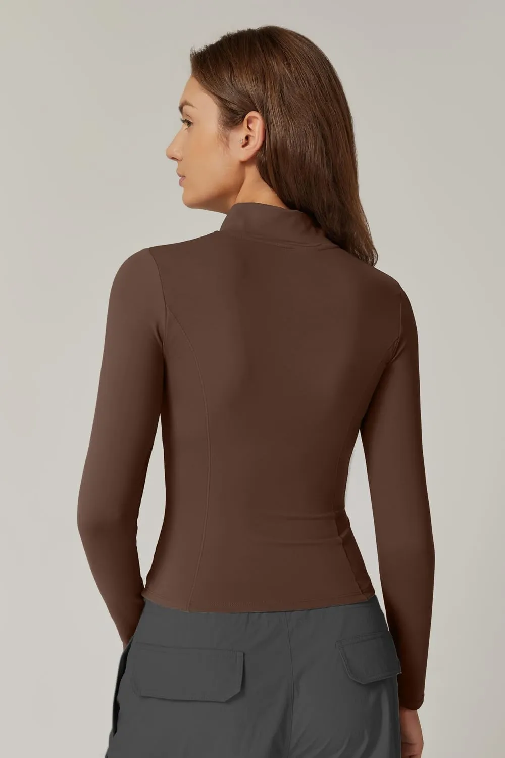 QINSEN Women's Full Zip Athletic Jacket Long Sleeve Double Lined Cropped Active Yoga Tops
