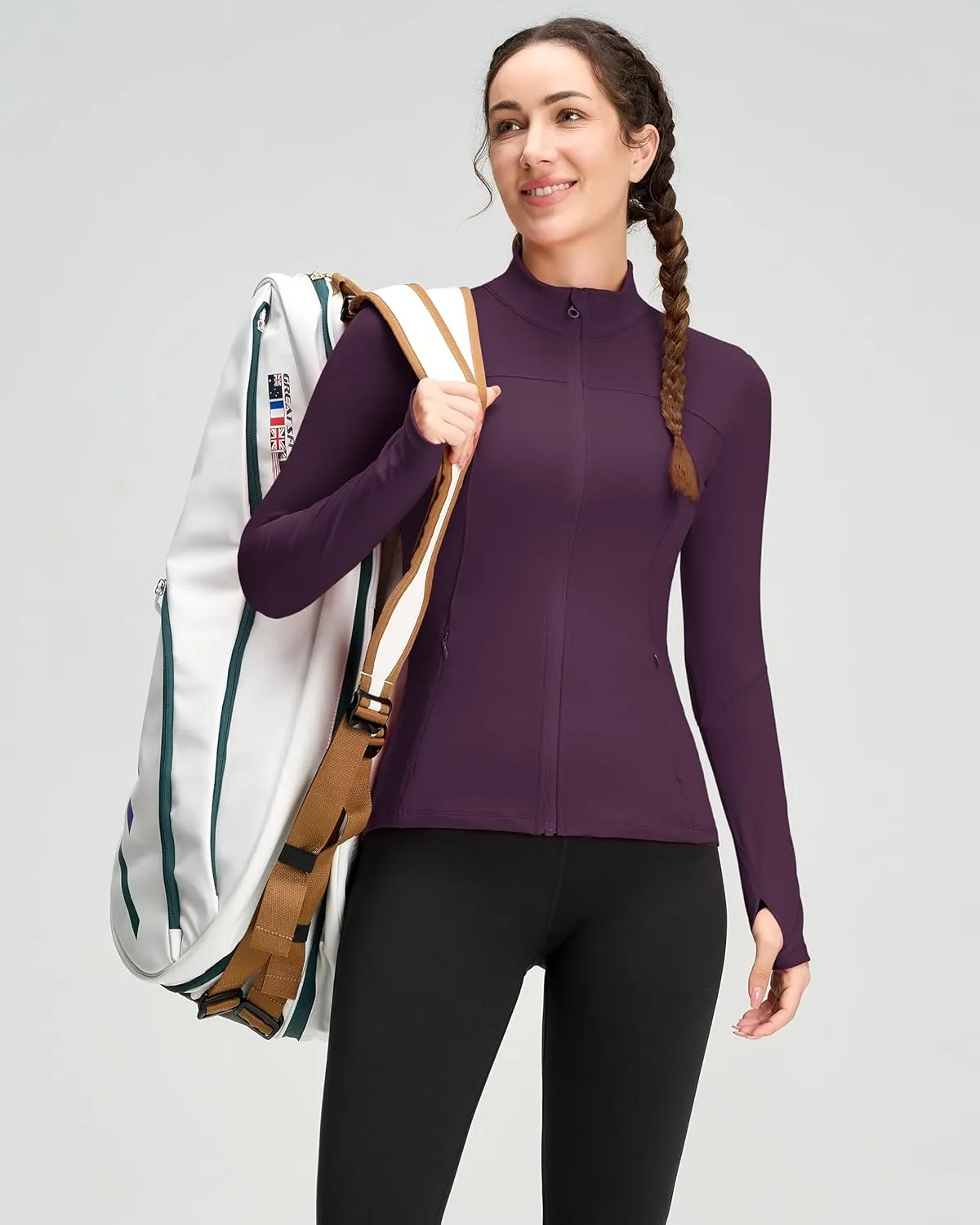 QUEENIEKE Womens Running Jackets Athletic Workout Scrub Jacket Track Full Zip Up Gym for Women Yoga Top