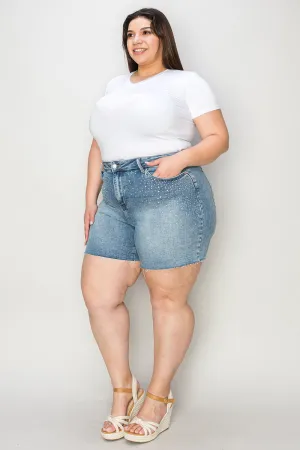 "Get it Girl" High Waist Raw Hem Denim Shorts