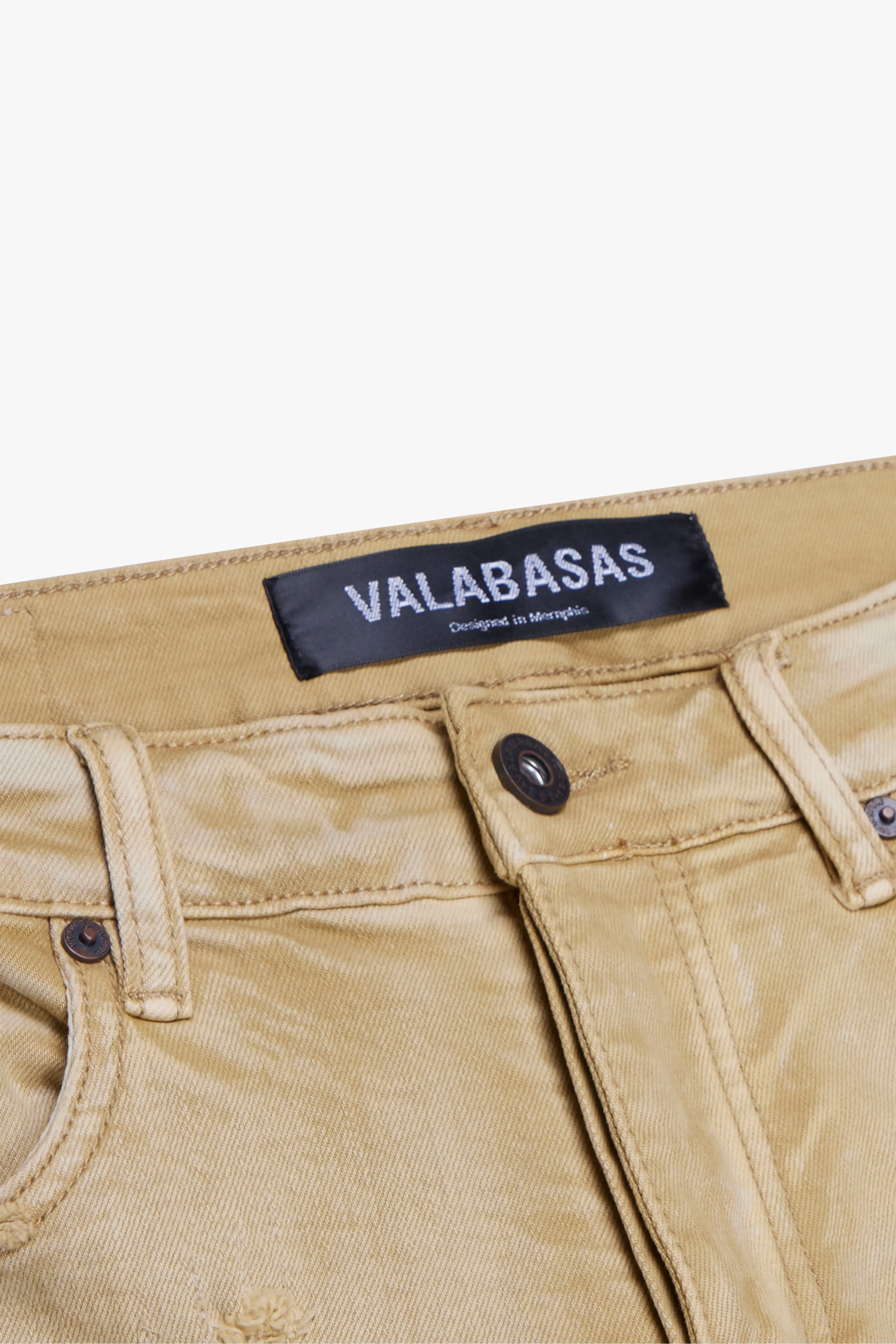 "ZERO" LIGHT KHAKI WASH STACKED FLARE