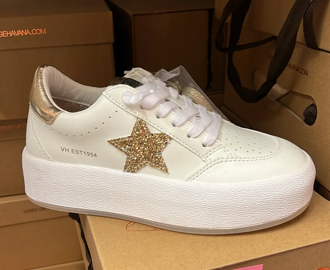 Ream 8 White/Gold Glitter Sneakers