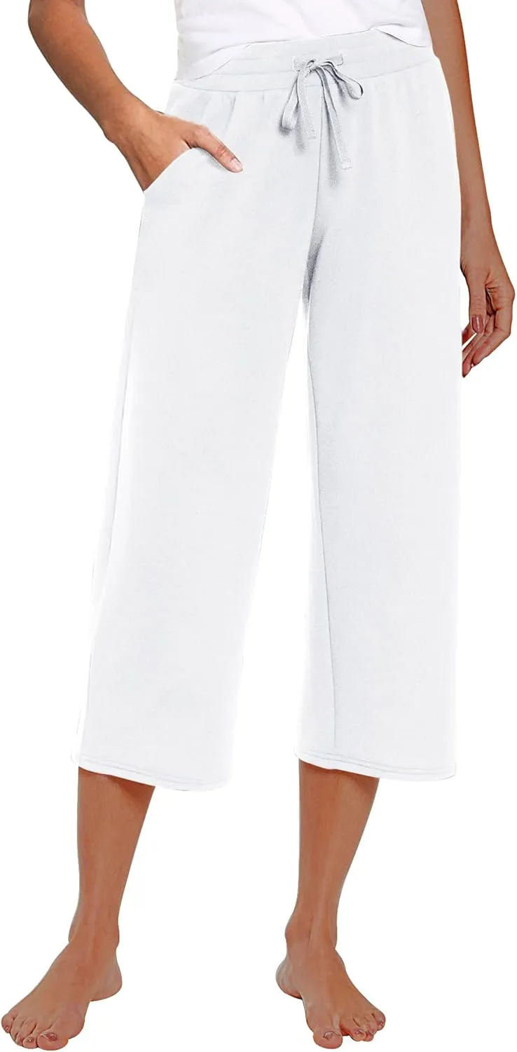 RESHE Women's Capri Yoga Pants Loose Soft Drawstring Workout Sweatpants Causal Lounge Pants with Pockets