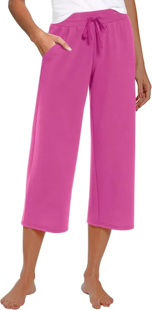 RESHE Women's Capri Yoga Pants Loose Soft Drawstring Workout Sweatpants Causal Lounge Pants with Pockets