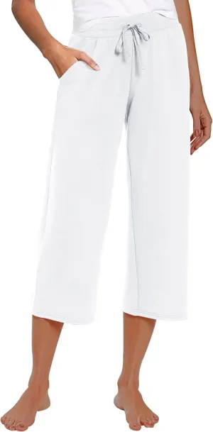 RESHE Women's Capri Yoga Pants Loose Soft Drawstring Workout Sweatpants Causal Lounge Pants with Pockets