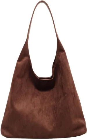 Retro Suede Crescent Shoulder Bag Women Tote Bag Satchels Crossbody Purse Top-handle Travel College Work Tote Handbag