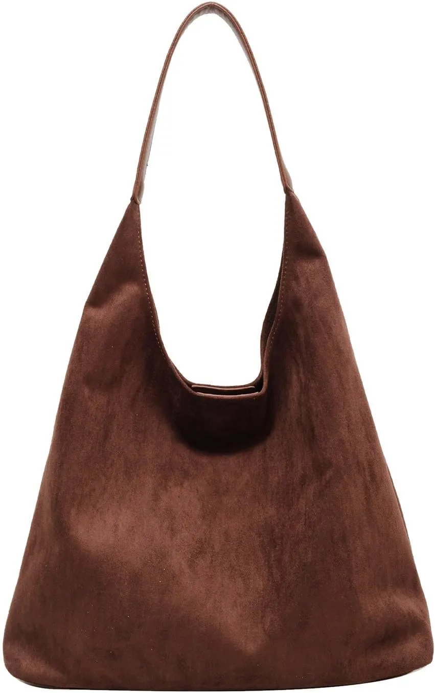 Retro Suede Crescent Shoulder Bag Women Tote Bag Satchels Crossbody Purse Top-handle Travel College Work Tote Handbag