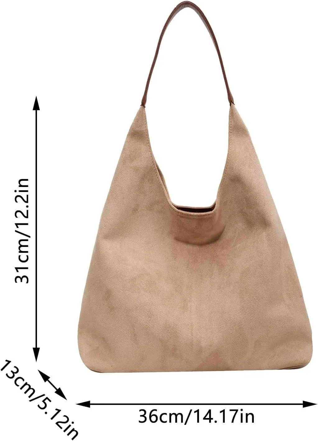 Retro Suede Crescent Shoulder Bag Women Tote Bag Satchels Crossbody Purse Top-handle Travel College Work Tote Handbag