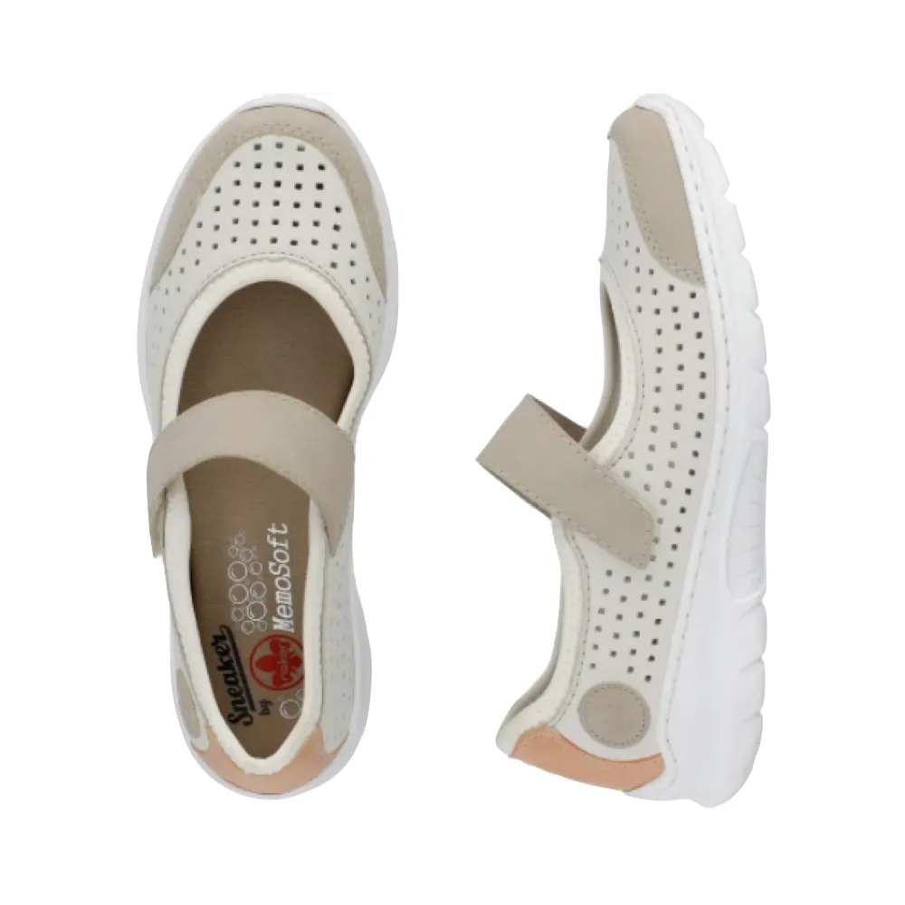 Rieker Women's Nikita B5 Perfed Mary Jane in Off White