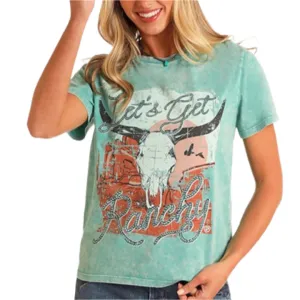 Rock & Roll Denim Women's "Lets Get Ranchy" Desert Skull T-Shirt