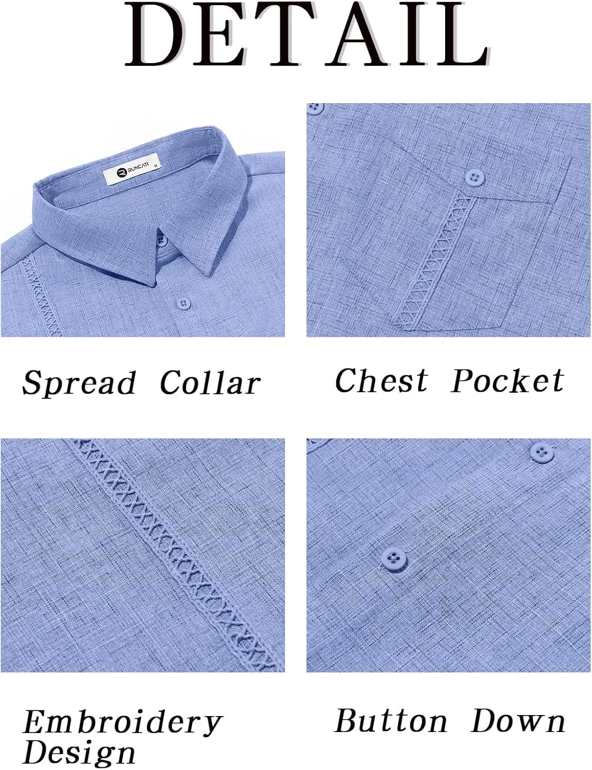 Runcati Mens Cuban Guayabera Shirts Button Down Short Sleeve Shirt Casual Linen Summer Beach Vacation Hippie Tops