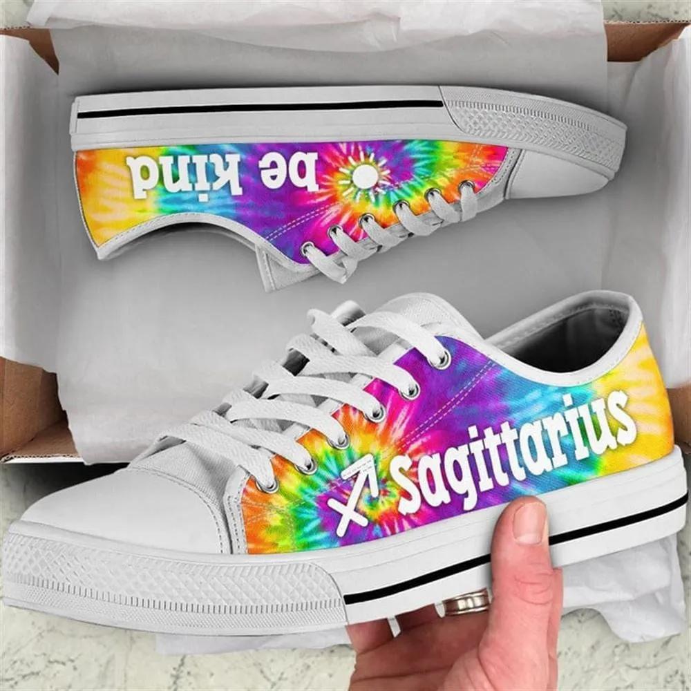 Sagittarius Bekind Tie Dye Canvas Low Top Shoes, Low Top Sneaker, Low Top Canvas Shoes