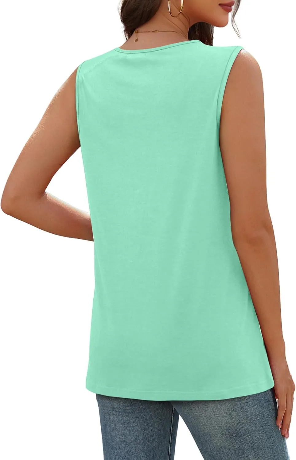 SAMPEEL Tank Top for Women Summer Button Down V Neck T Shirts Sleeveless Loose Fit Fashion Tops 2025