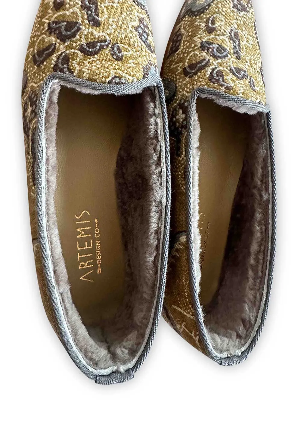 Sample Women's Patterned Cotton & Shearling Loafers - Size 38
