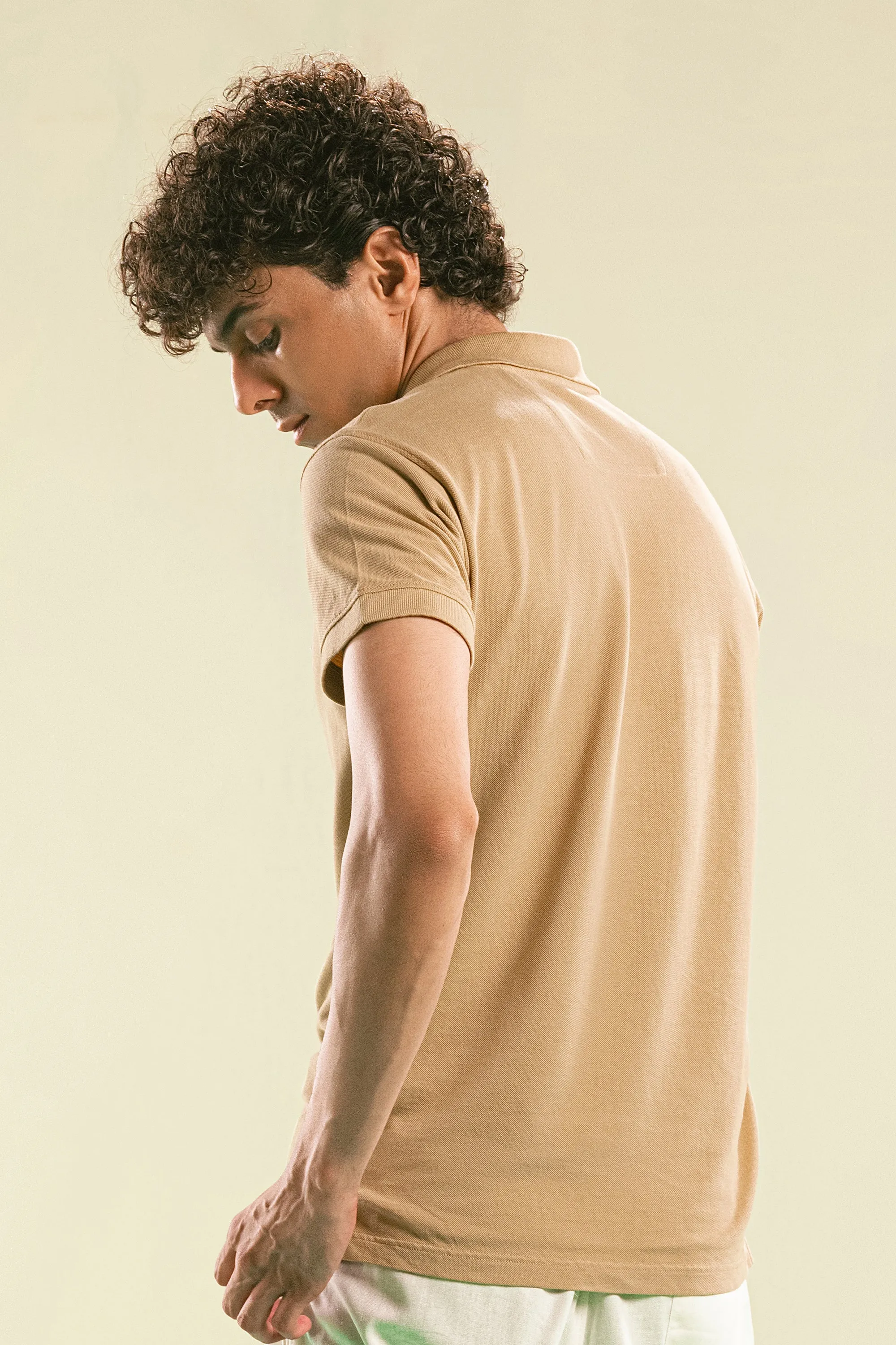 Sand Acrylic Badge Polo Shirt