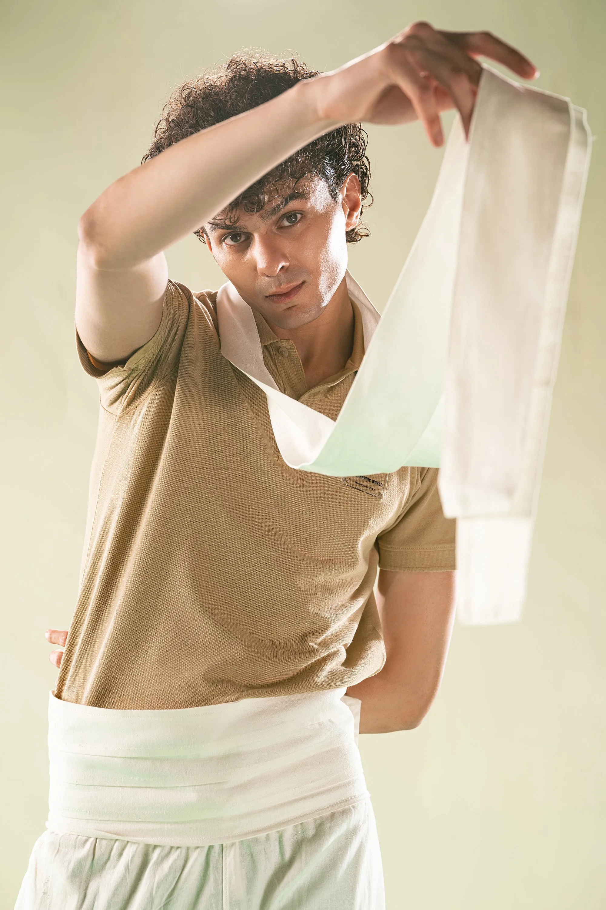 Sand Acrylic Badge Polo Shirt
