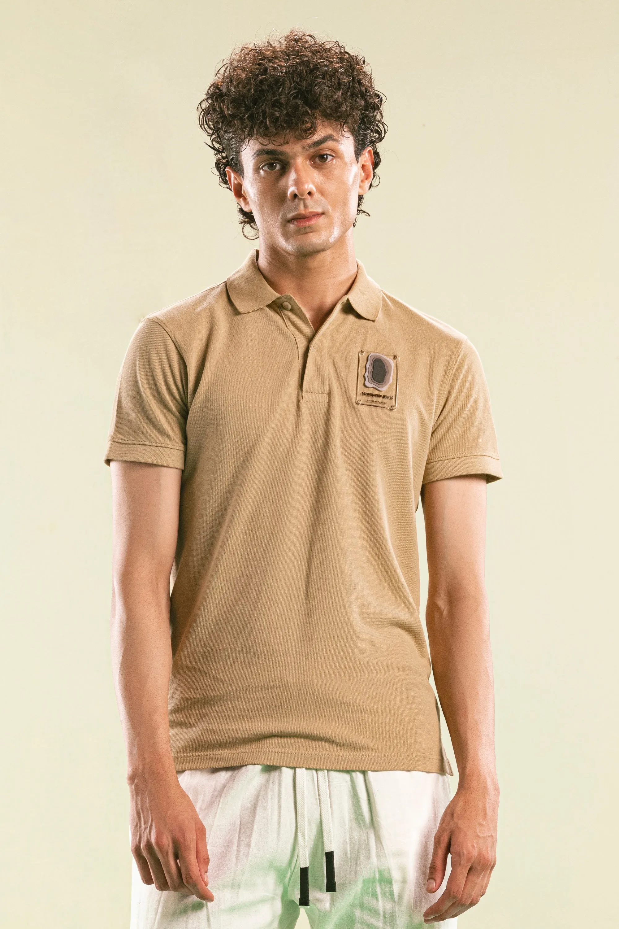 Sand Acrylic Badge Polo Shirt