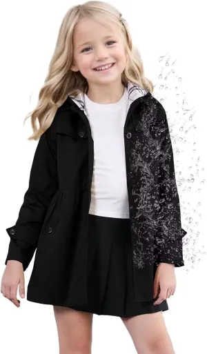 SANGTREE Girl's Waterproof Trench Coat Hooded Lightweight Rain Jackets