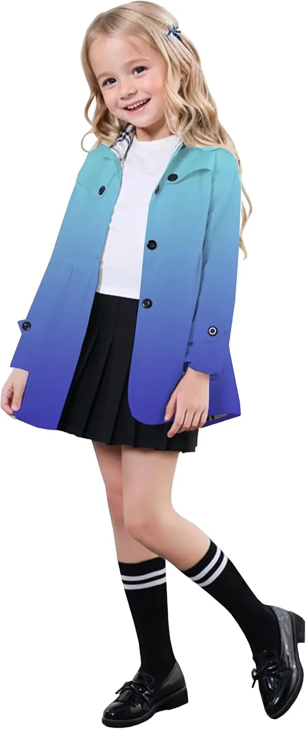 SANGTREE Girl's Waterproof Trench Coat Hooded Lightweight Rain Jackets