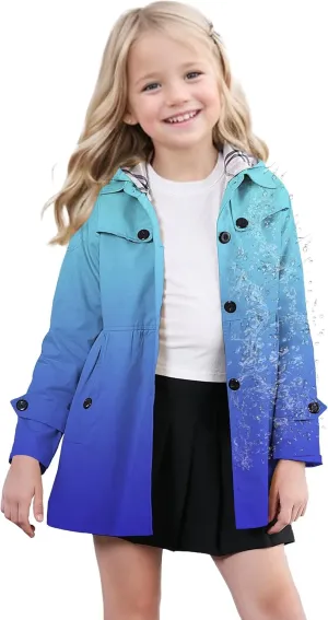 SANGTREE Girl's Waterproof Trench Coat Hooded Lightweight Rain Jackets