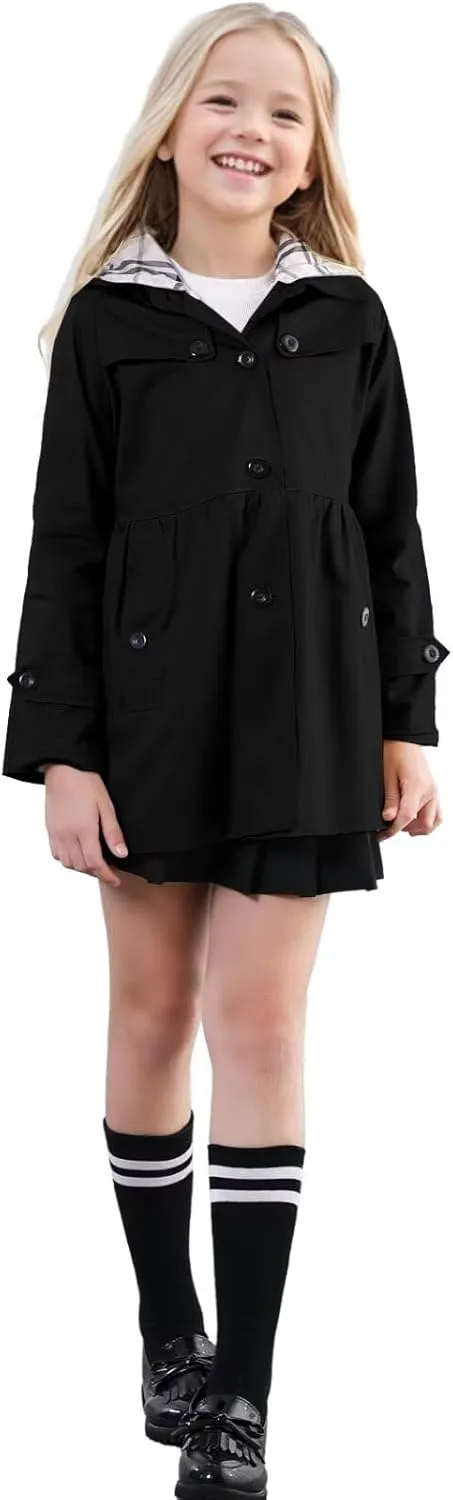 SANGTREE Girl's Waterproof Trench Coat Hooded Lightweight Rain Jackets