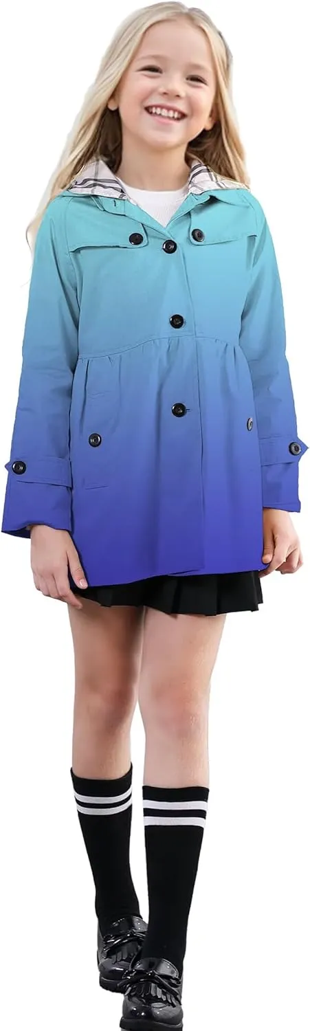 SANGTREE Girl's Waterproof Trench Coat Hooded Lightweight Rain Jackets