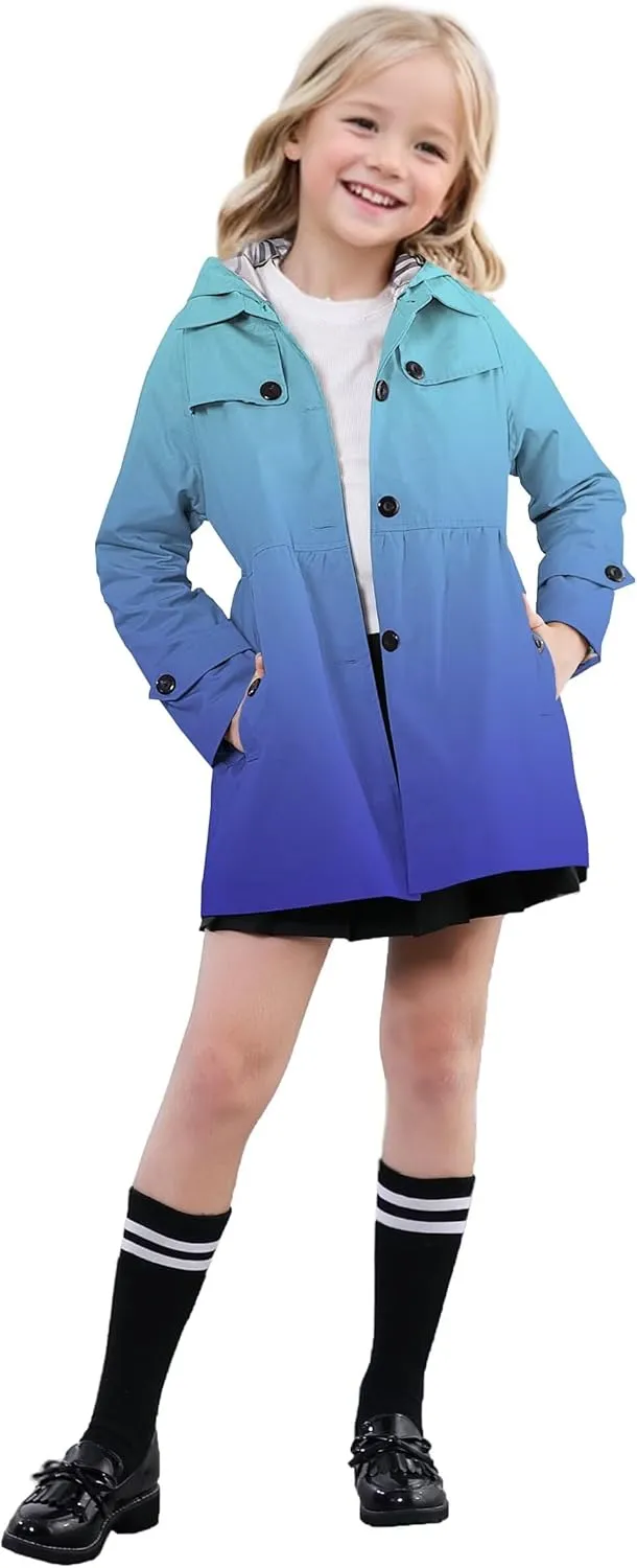 SANGTREE Girl's Waterproof Trench Coat Hooded Lightweight Rain Jackets