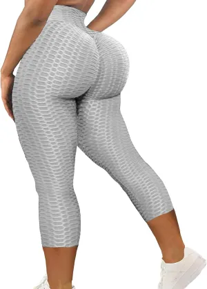 SEASUM Women High Waisted Workout Yoga Pants Butt Lifting Scrunch Booty Leggings Tummy Control Anti Cellulite Textured Tights