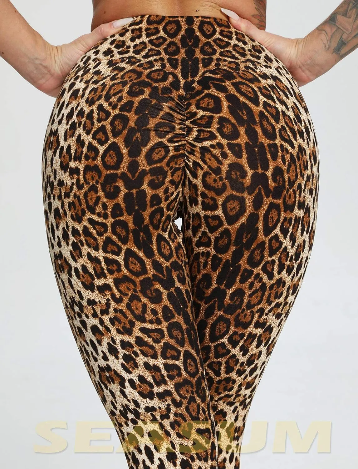 SEASUM Women Scrunch Butt Leggings High Waisted Ruched Yoga Pants Workout Butt Lifting