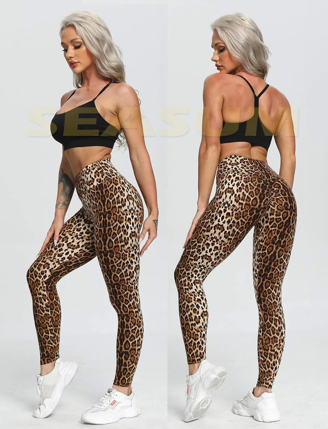 SEASUM Women Scrunch Butt Leggings High Waisted Ruched Yoga Pants Workout Butt Lifting