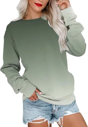 SHAOBGE Womens Fall Crewneck Sweatshirt Light Weight Casual Long Sleeve Oversized Sweatshirt Cute Pullover Fit Hoodies Tops
