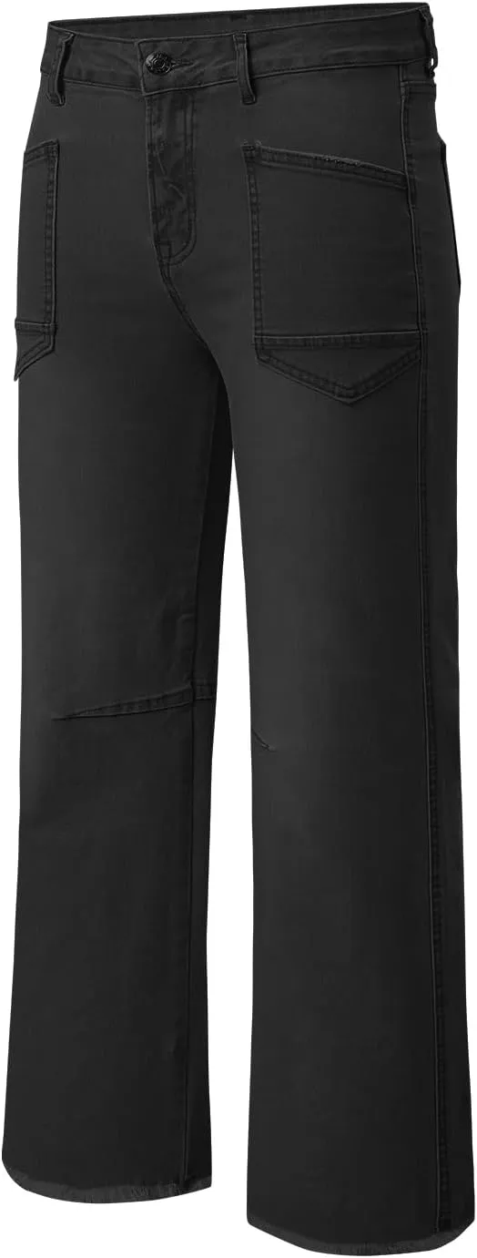 SHEWIN Straight Leg Jeans for Women High Waisted Stretchy Jeans Wide Leg Ankle Denim Pants with Pockets