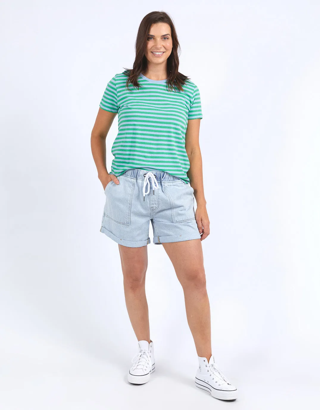 Shining Light Tee - Dream Blue & Green Stripe