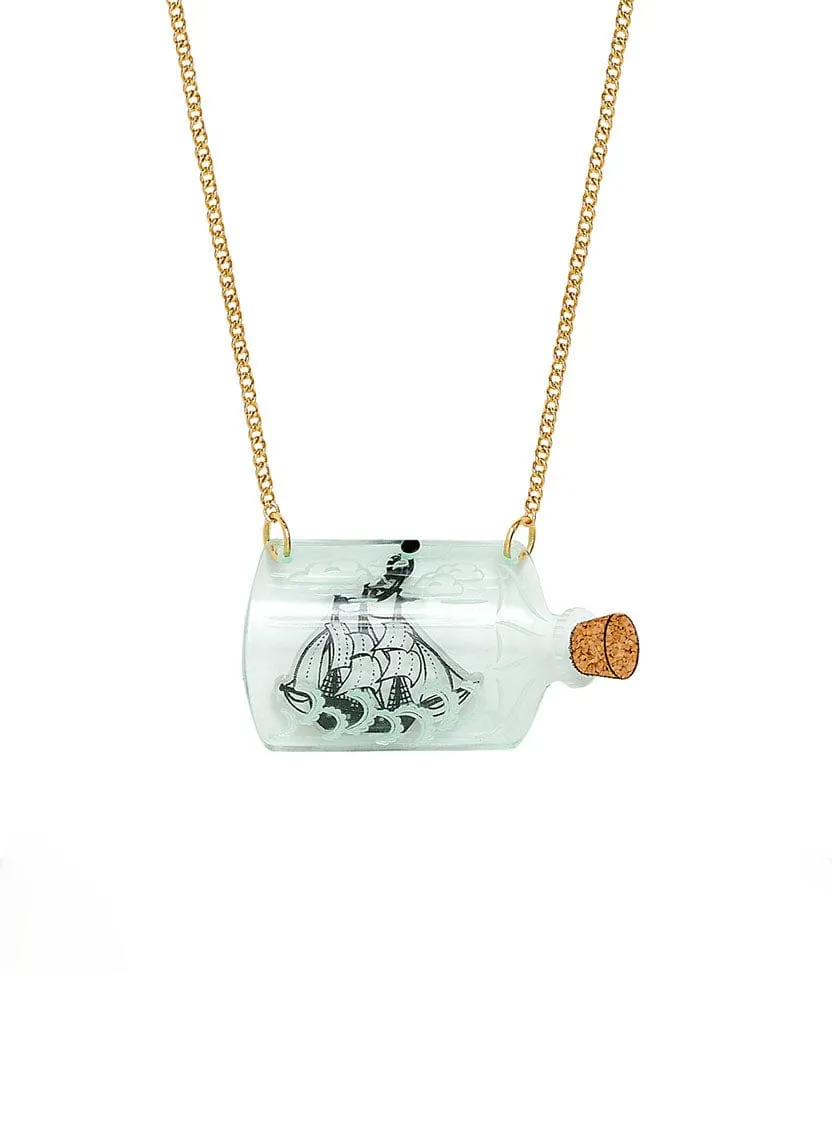 Ship In A Bottle Necklace - Recycled