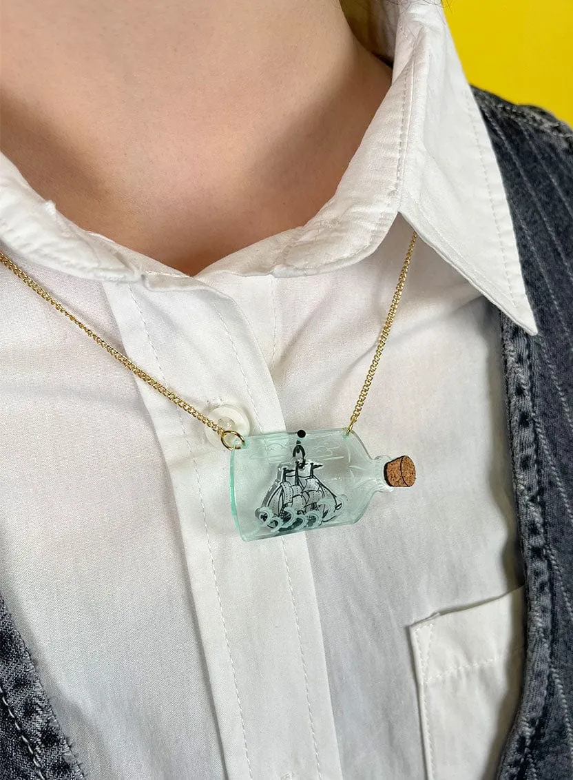 Ship In A Bottle Necklace - Recycled