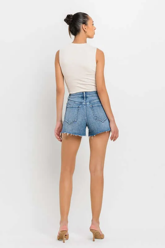 Shocker Light Washed Blue High Rise Side Slit A Line Shorts