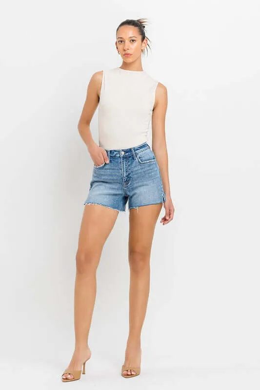 Shocker Light Washed Blue High Rise Side Slit A Line Shorts