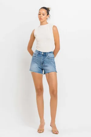 Shocker Light Washed Blue High Rise Side Slit A Line Shorts