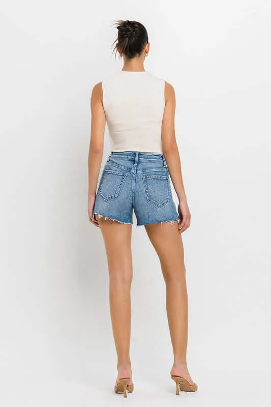 Shocker Light Washed Blue High Rise Side Slit A Line Shorts