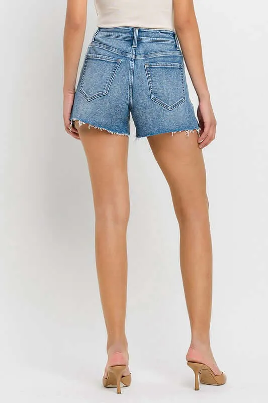Shocker Light Washed Blue High Rise Side Slit A Line Shorts