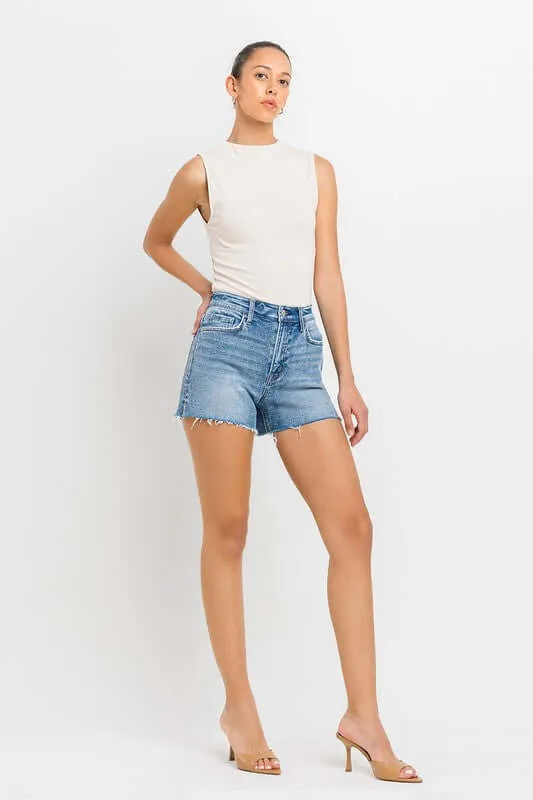 Shocker Light Washed Blue High Rise Side Slit A Line Shorts