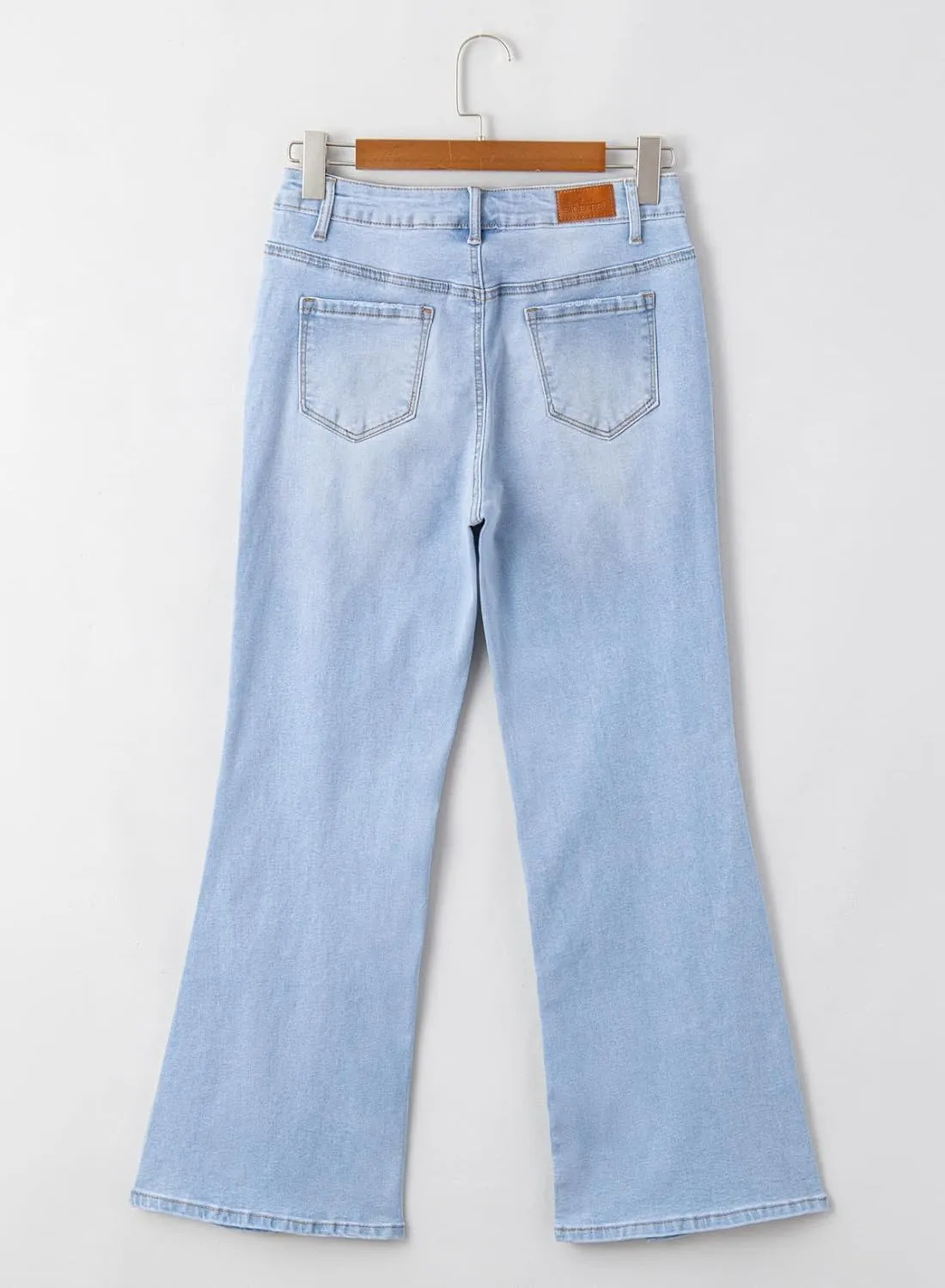 Sidefeel Womens Jeans High Waisted Stretchy Zimbaplatinum Wide Leg Jeans Trendy Slit Hem Bell Bottom Flare Denim Pants