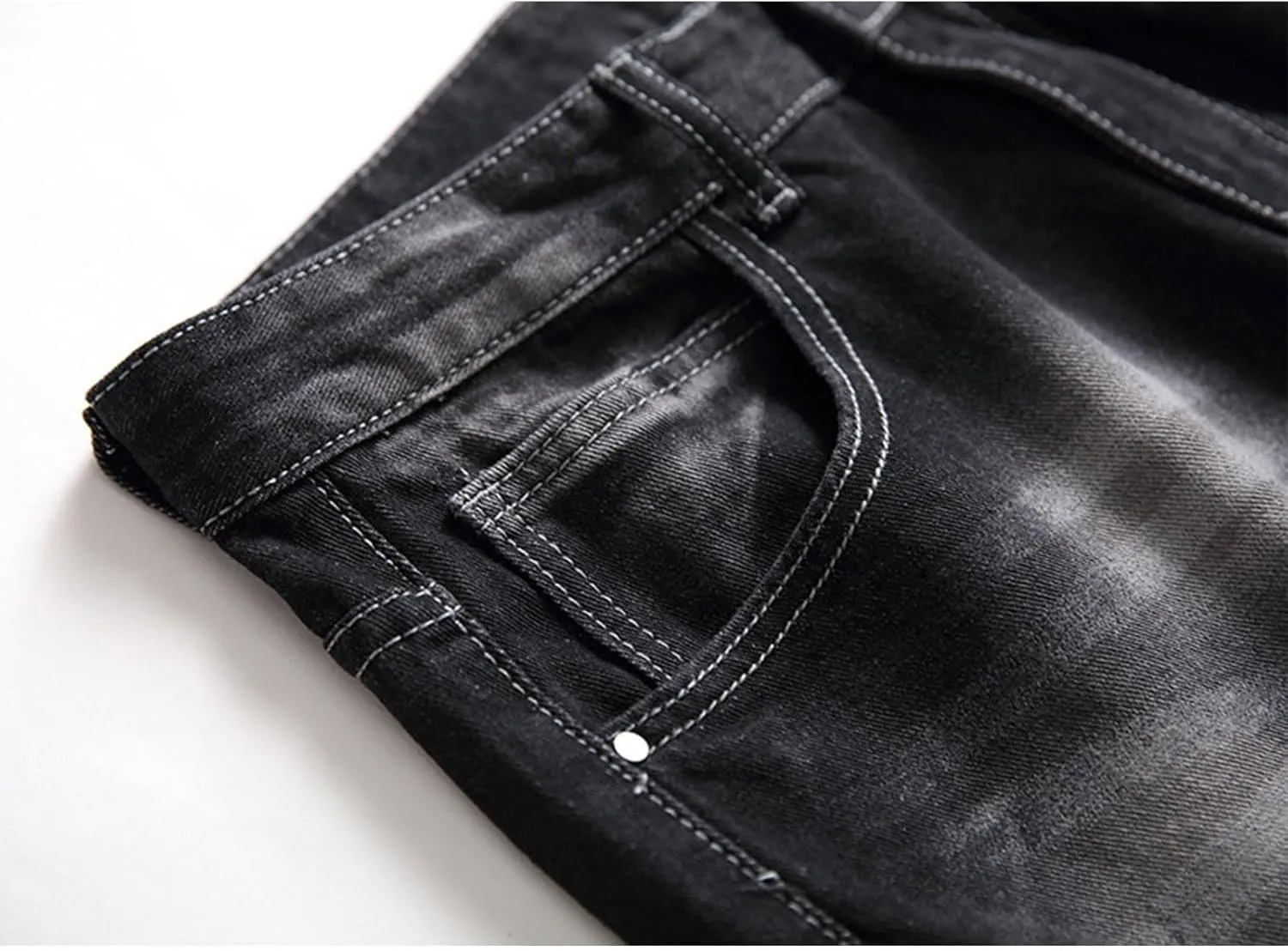 Slim Fit Ripped Jeans for Men Destroyed Distressed Stretch Slim Jeans Pants Hip Hop Y2K Streetwear Denim Pants