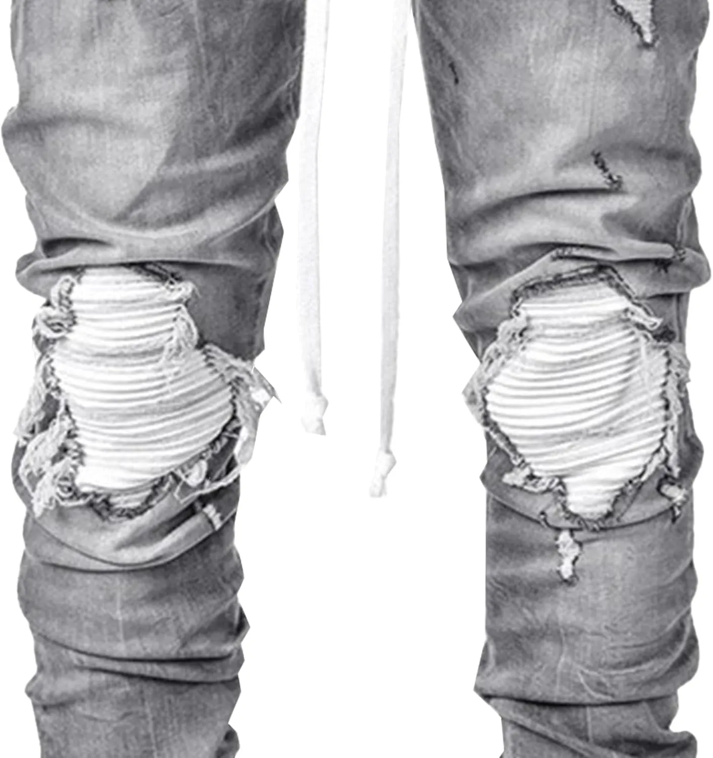 Slim Fit Stretch Ripped Jeans for Men Tapered Leg Distressed Biker Jeans Vintage Fashion Skinny Denim Pants