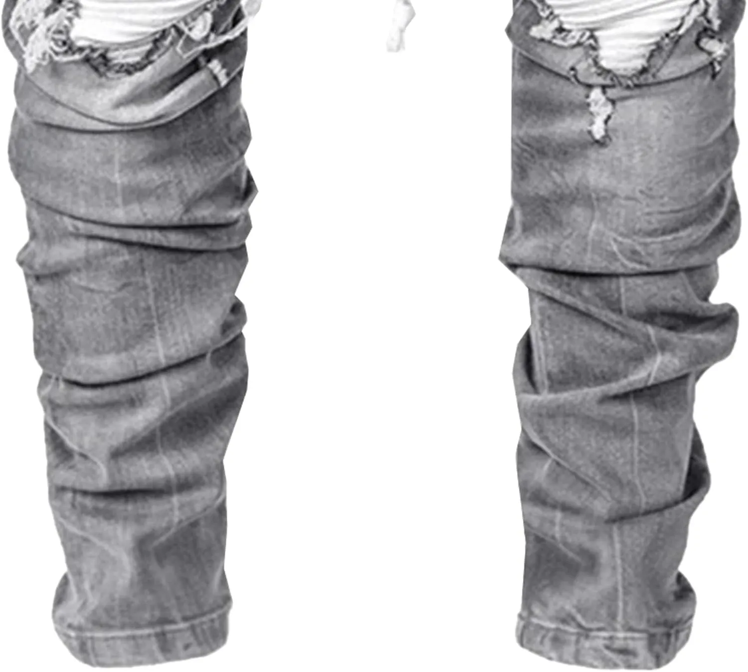 Slim Fit Stretch Ripped Jeans for Men Tapered Leg Distressed Biker Jeans Vintage Fashion Skinny Denim Pants