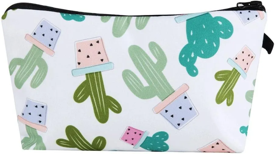 Soochat Cactus Makeup Bag Cactus Cosmetic Bag Cute Necessaries for Women Makeup Travelling 