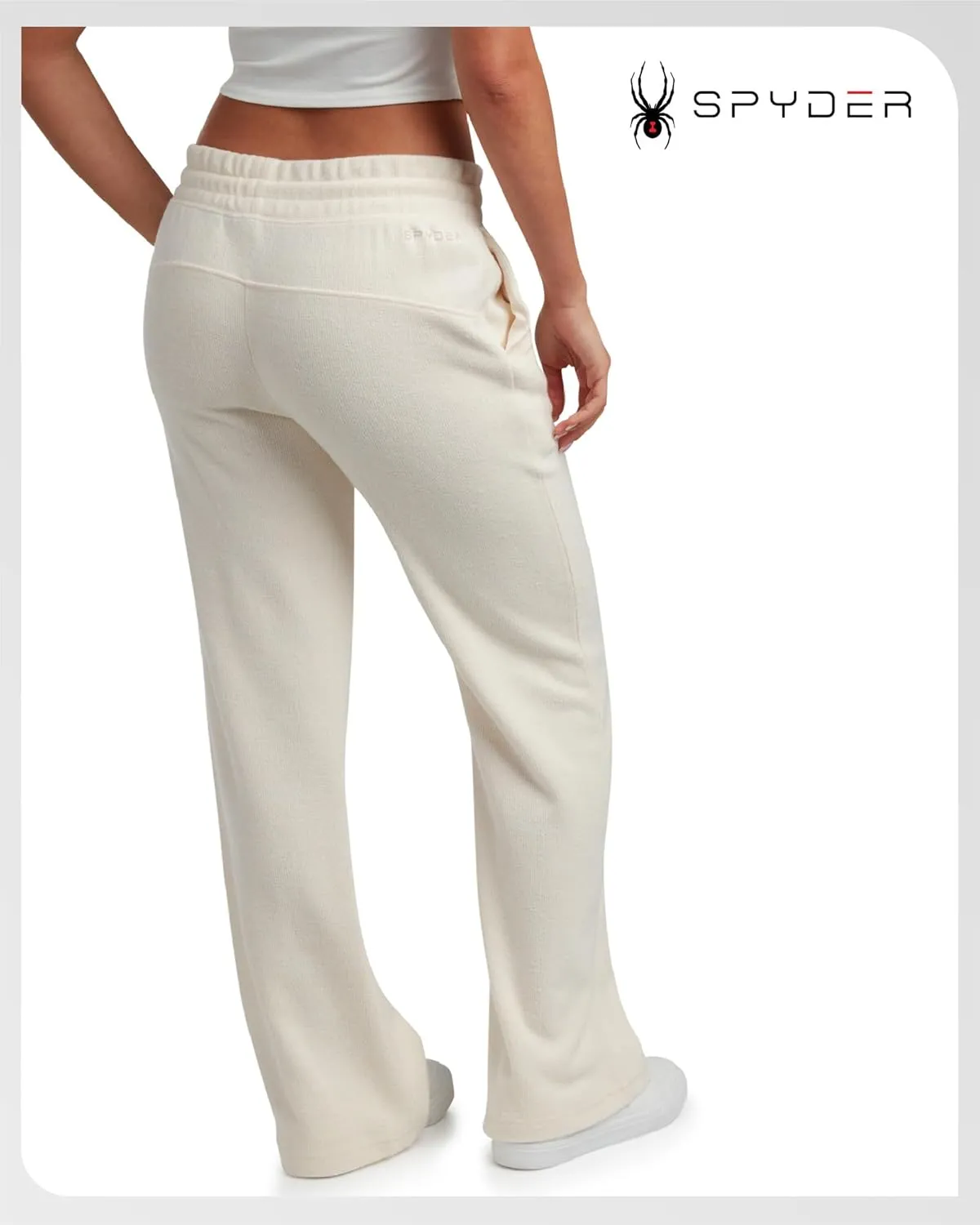Spyder Women's Wide Leg Pants - Soft Sweater Terry Fleece Casual Sweatpants with Drawstring Waist and Pockets (Sizes: S-XL)