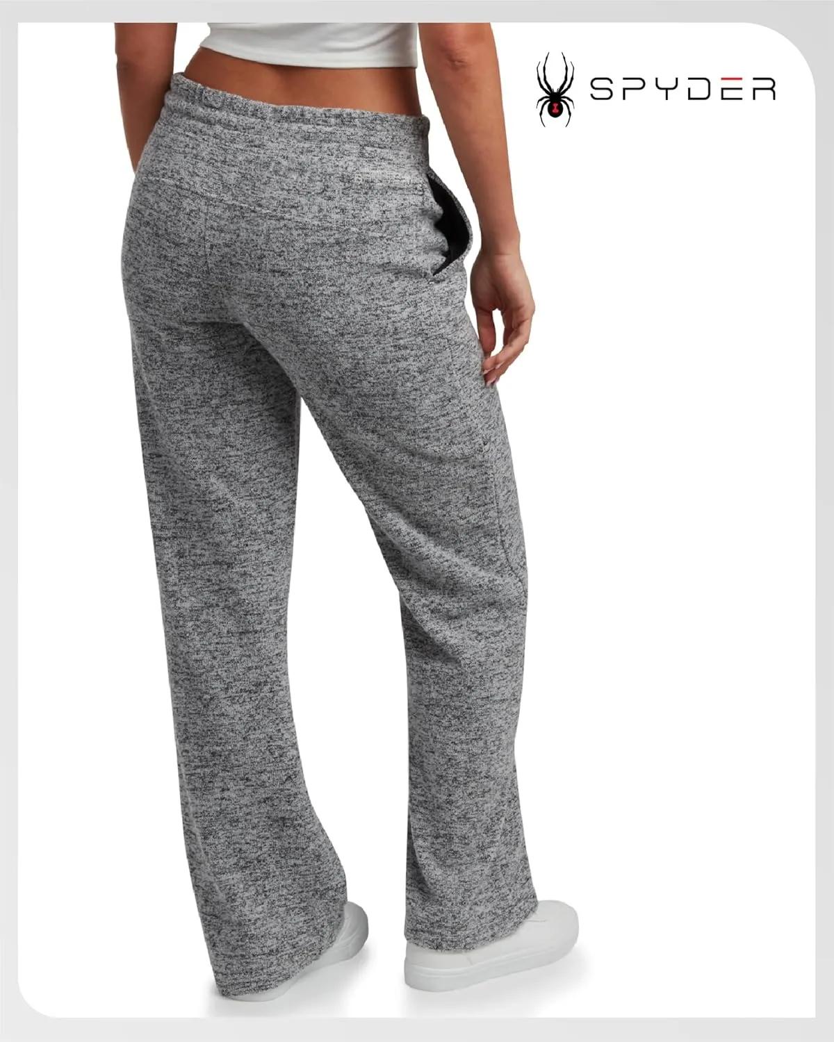 Spyder Women's Wide Leg Pants - Soft Sweater Terry Fleece Casual Sweatpants with Drawstring Waist and Pockets (Sizes: S-XL)