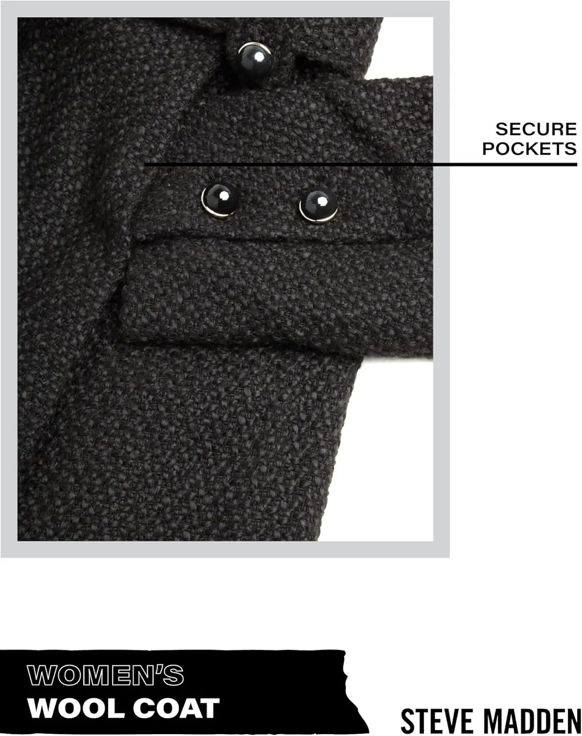 Steve Madden Womens Coat - Single-Breasted Wool Dress Coat with Hood, Belted Mid-Length Coats for Women (Sizes: S-XL)