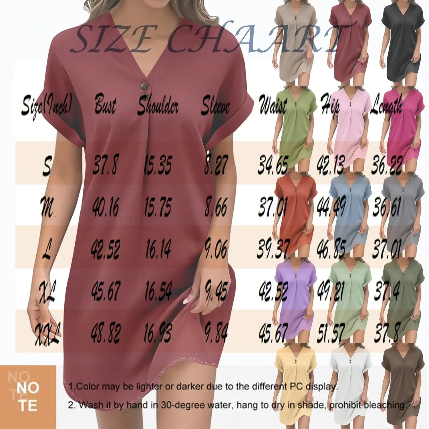 Summer Dresses for Women 2025 Short Sleeve V-Neck Buttons Boho Flattering Comfortable Vacation Plus Size Sundresses